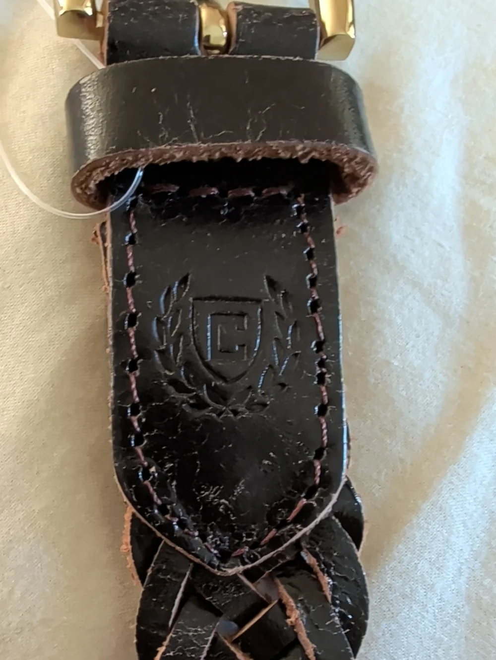 Chaps Braided Genuine Leather Belt MEDIUM Dark Brown FLAWS
